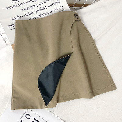 Naiste vabaaja neljas värvitoonis nööbiga lühike seelik