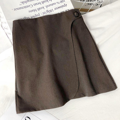 Naiste vabaaja neljas värvitoonis nööbiga lühike seelik