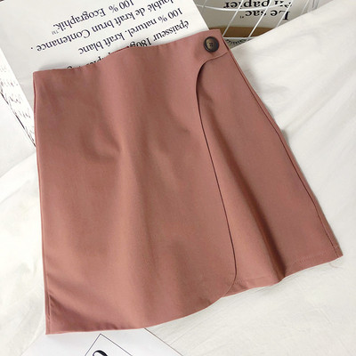 Naiste vabaaja neljas värvitoonis nööbiga lühike seelik