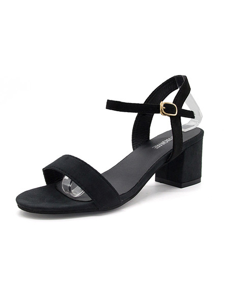 Női alkalmi szandál öko velúrból, alacsony vastag sarokkal