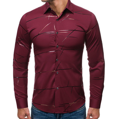 Új mintás férfi ing mintával, klasszikus gallérral és hosszú ujjal