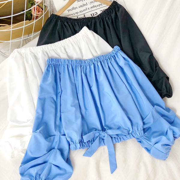 Moodne naiste lipsudega pluus sinist, valget ja kollast värvi