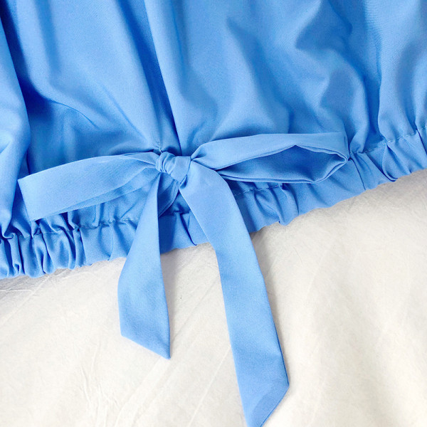 Moodne naiste lipsudega pluus sinist, valget ja kollast värvi