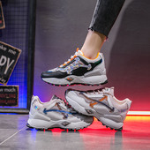 Ženske moderne tenisice od eko kože i tekstila sa grubim đonom od 4 cm