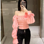 Вталена дамска блуза с широки паднали ръкави