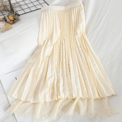 Moodne naiste topeltseelik pitsi ja kõrge vöökohaga