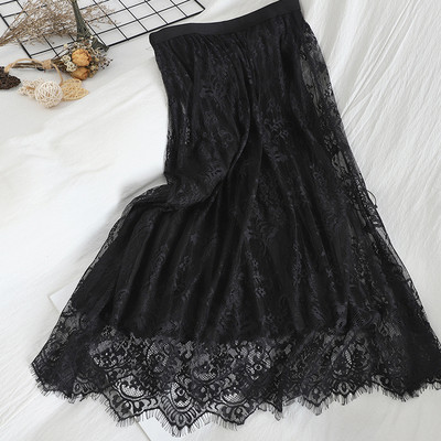 Moodne naiste topeltseelik pitsi ja kõrge vöökohaga