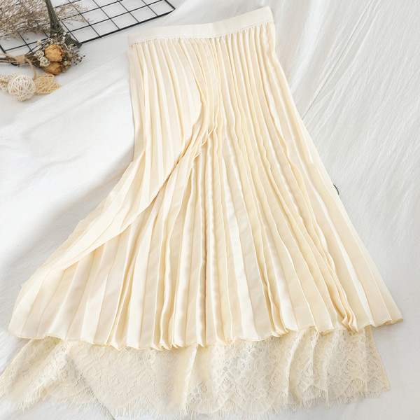 Moodne naiste topeltseelik pitsi ja kõrge vöökohaga