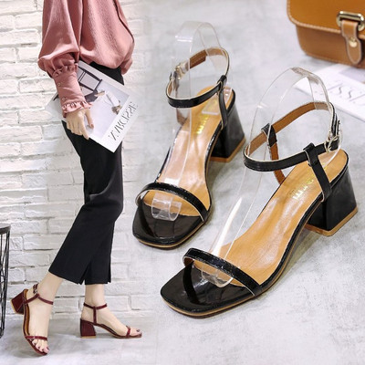 Uus mudel kevad-suvised sandaalid öko seemisnahast ja madalast paksust kontsaga