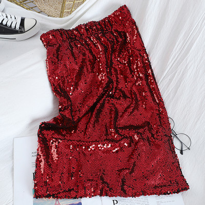 Модерна дамска пола с пайети и висока талия