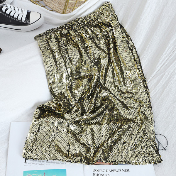 Модерна дамска пола с пайети и висока талия