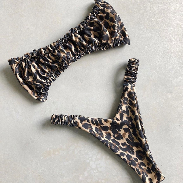 Naiste kaheosaline loomamustriga ujumistrikoo