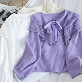 Női ing ovális nyakkivágással, elemes csipkével és szalaggal