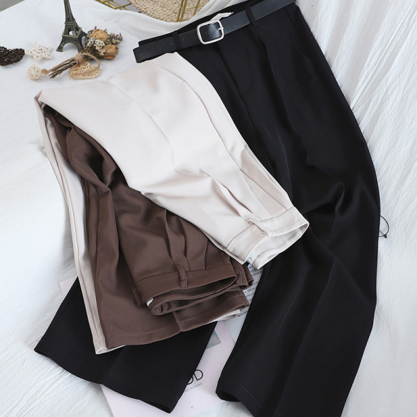 Elegantne široke ženske hlače s visokim strukom i remenom