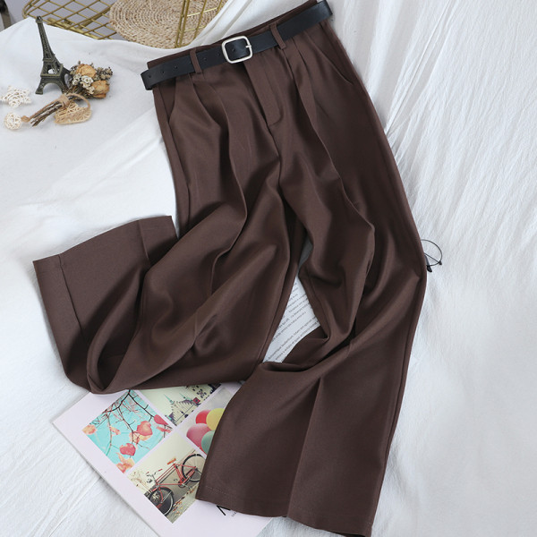 Elegantne široke ženske hlače s visokim strukom i remenom