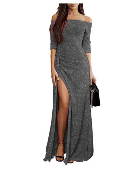 UUS mudeli naiste pikk lõhiku ja 3/4 varrukatega kleit