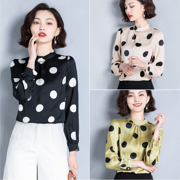 Praegune madala krae ja pikkade varrukatega naiste pluus