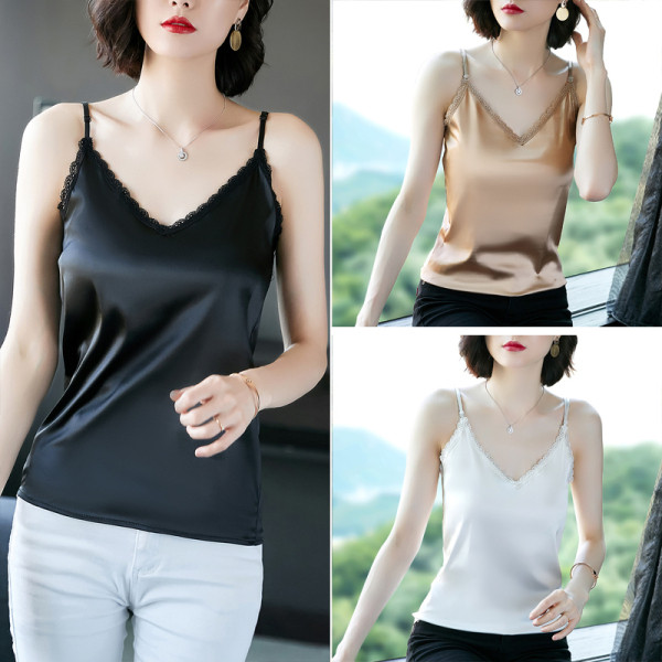 Praegune V-kaelusega ja õhukeste rihmadega naiste topp