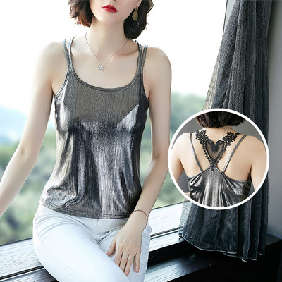 Нов модел дамски потник с тънки презрамки и дантела