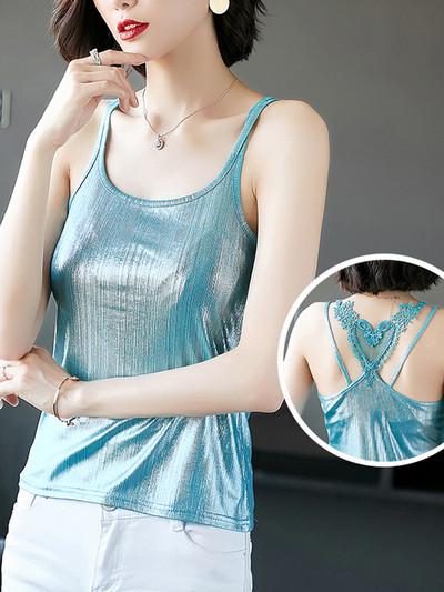 Нов модел дамски потник с тънки презрамки и дантела