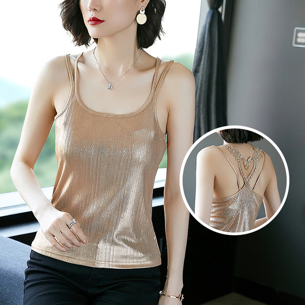 Нов модел дамски потник с тънки презрамки и дантела