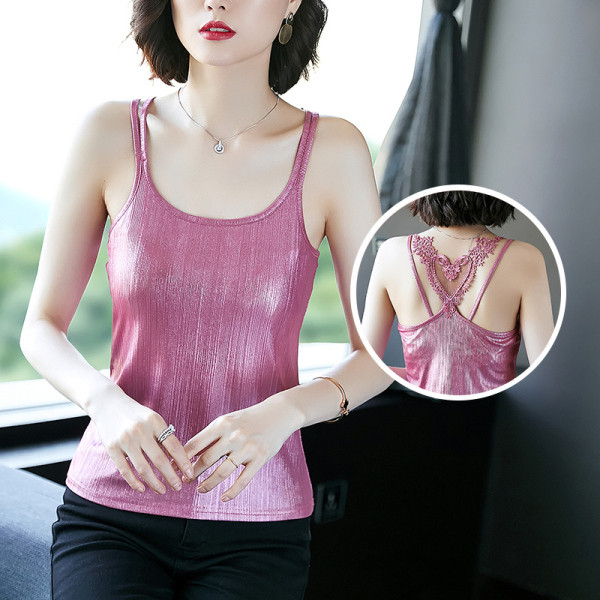 Нов модел дамски потник с тънки презрамки и дантела