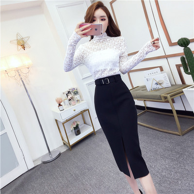 Modern női blúz pólógallérral és hosszú ujjal