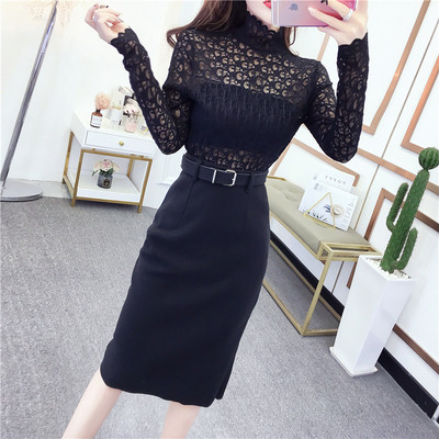 Modern női blúz pólógallérral és hosszú ujjal