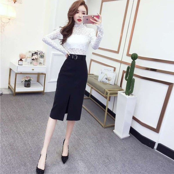 Modern női blúz pólógallérral és hosszú ujjal