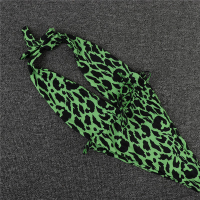 Täielik ujumistrikoo sügava dekoltee, leopardimustri ja lipsudega