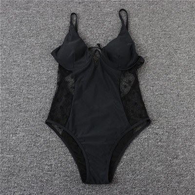 Модерен цял бански с тънки презрамки и прозрачни части