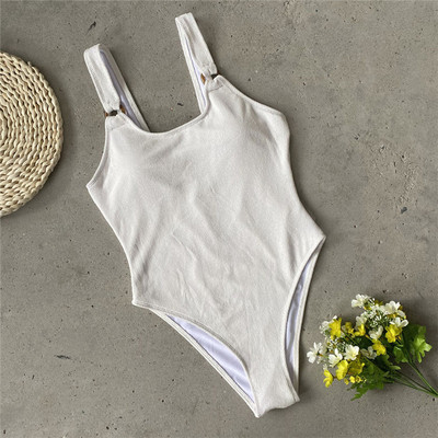 Moodne täiskootud valge ujumistrikoo palja selja ja rihmadega