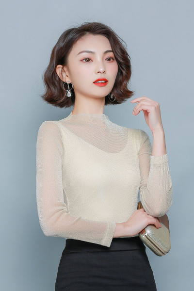 Moodne naiste pluus Slim mudel läikiva efektiga