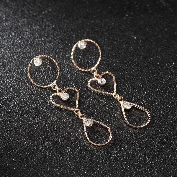 Стилни дамски висящи обеци с камъни и сърца 