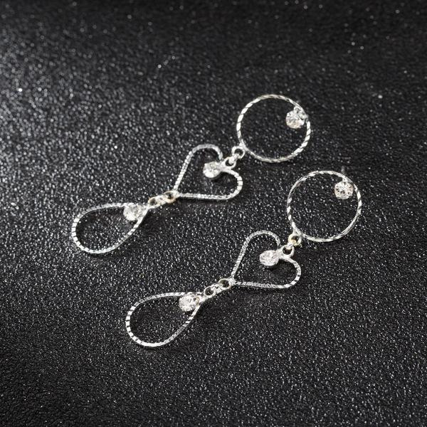 Стилни дамски висящи обеци с камъни и сърца 