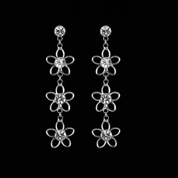 Kasdieniai moteriški kabantys auskarai su akmenukais ir gėlėmis