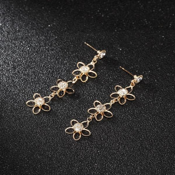 Kasdieniai moteriški kabantys auskarai su akmenukais ir gėlėmis