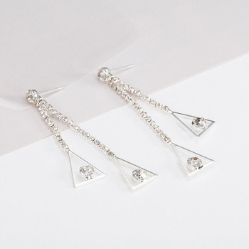 Μοντέρνα γυναικεία σκουλαρίκια με τρίγωνο και πέτρες