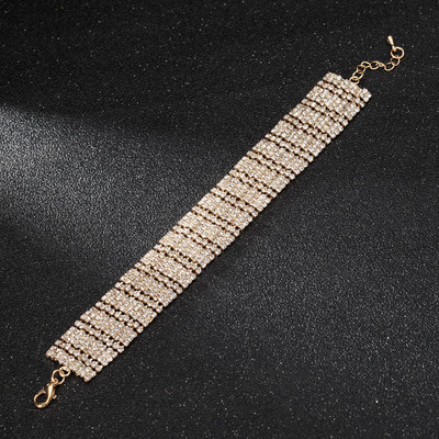 Стилна дамска широка гривна с камъни