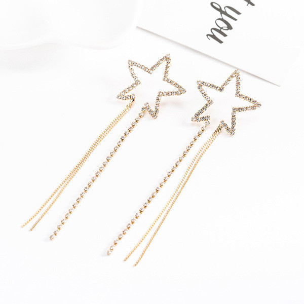 Стилни дамски обеци във формата на звезда с камъни