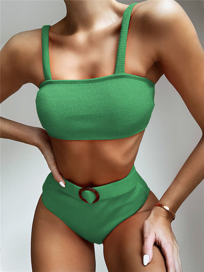 Kaheosaline rihmadega ujumistrikoo ja kõrge vöökohaga püksid