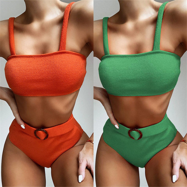 Kaheosaline rihmadega ujumistrikoo ja kõrge vöökohaga püksid