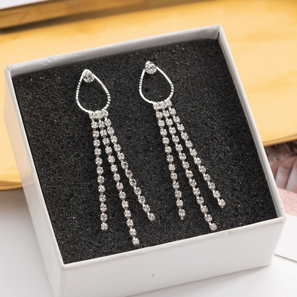 Stilingi moteriški ilgi auskarai su akmenukais