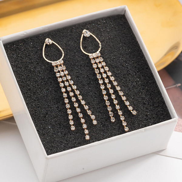 Stilingi moteriški ilgi auskarai su akmenukais