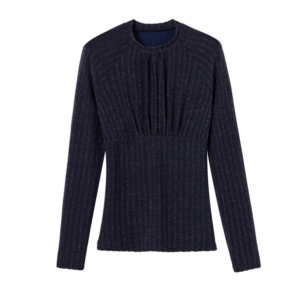 Modern női blúz kerek nyakkivágással, fényes hatással