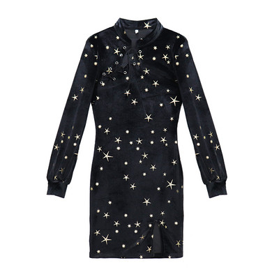 Must naiste kleit pikkade varrukate ja lipsudega