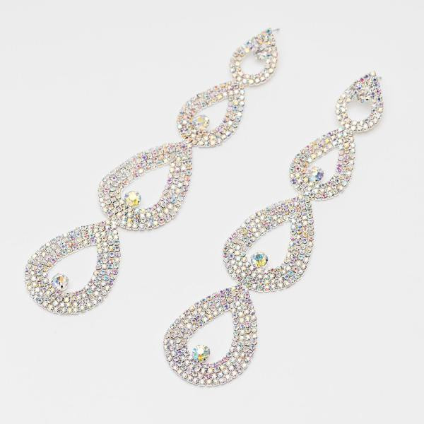 Naiste elegantsed rippuvad kivikestega kõrvarõngad