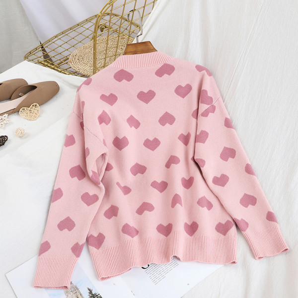 Modern női szívpulóver kerek nyakkivágással