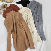 Moodne poolkõrge krae ja pikkade varrukatega naiste kampsun