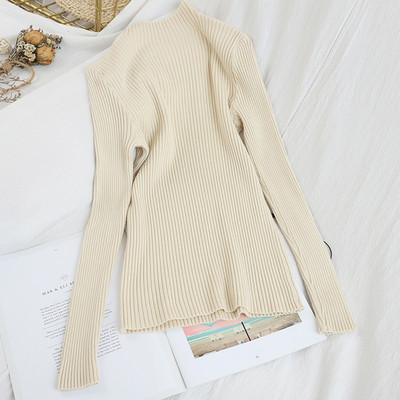 Moodne poolkõrge krae ja pikkade varrukatega naiste kampsun